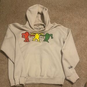 Men's White Hoodie with Colorful Print